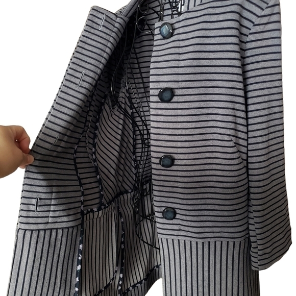 CABI Style #5474 Blue Dappled Striped Car Coat, Size S - Picture 7 of 9